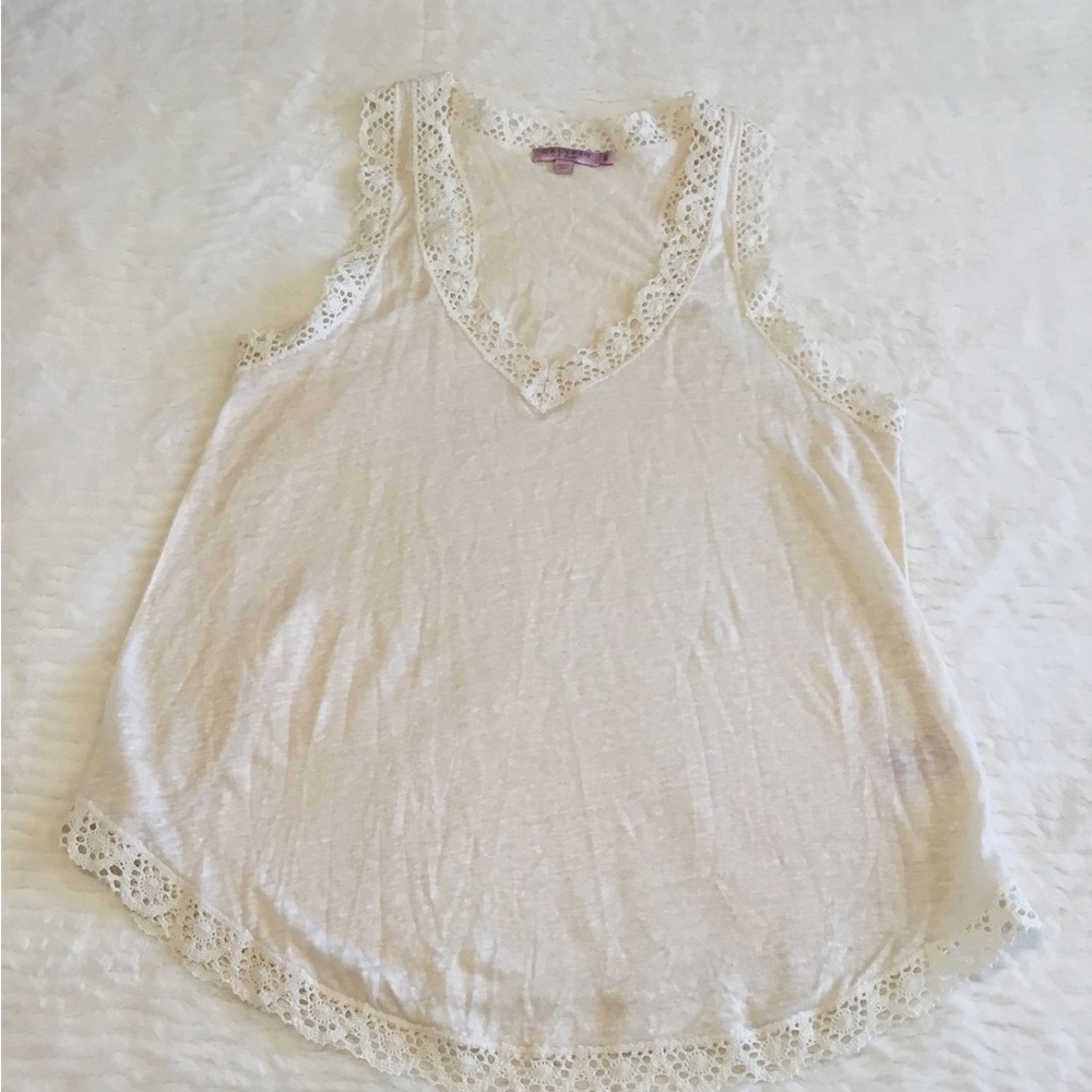 Calypso St. Barth Linen Sleeveless Cream Top Sz.S - Picture 3 of 9
